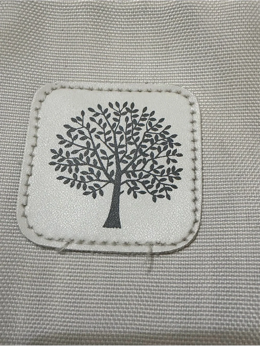 Canvas Two-Tone Gray & Cream Backpack with Tan Accents